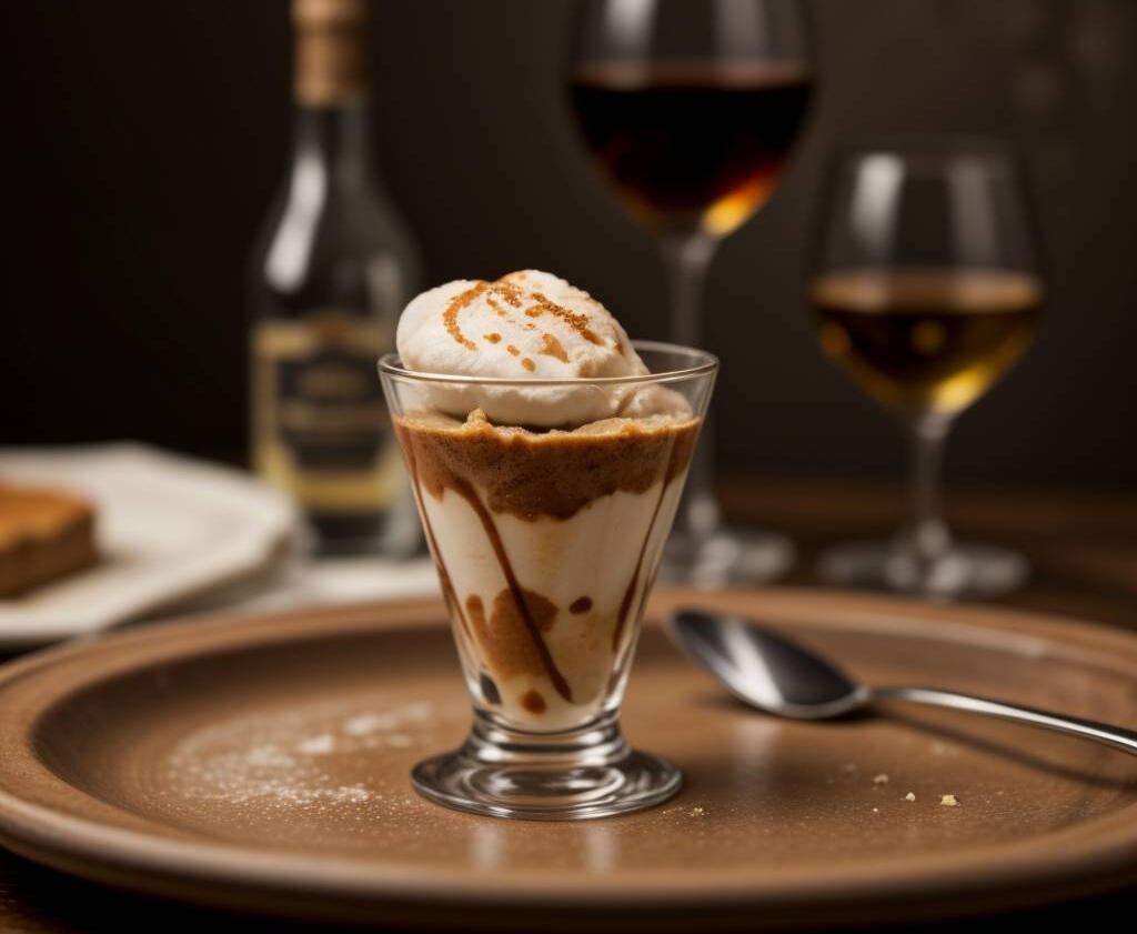 Tiramisu affogato paired with a luscious Vin Santo